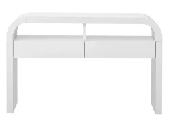 Mesa de consola moderna para hall de entrada - 120 x 35,5 x 76,5 cm - com 2 gavetas + prateleira - MDF - branca