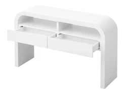 Mesa de consola moderna para hall de entrada - 120 x 35,5 x 76,5 cm - com 2 gavetas + prateleira - MDF - branca