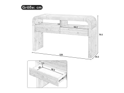Mesa de consola moderna para hall de entrada - 120 x 35,5 x 76,5 cm - com 2 gavetas + prateleira - MDF - branca