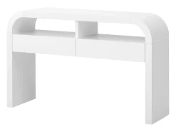 Mesa de consola moderna para hall de entrada - 120 x 35,5 x 76,5 cm - com 2 gavetas + prateleira - MDF - branca