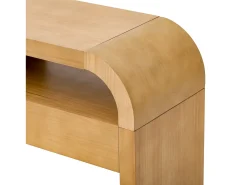 Mesa de consola moderna para hall de entrada - 120 x 35,5 x 76,5 cm - com 2 gavetas + prateleira - MDF - cor natural