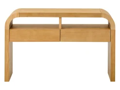Mesa de consola moderna para hall de entrada - 120 x 35,5 x 76,5 cm - com 2 gavetas + prateleira - MDF - cor natural