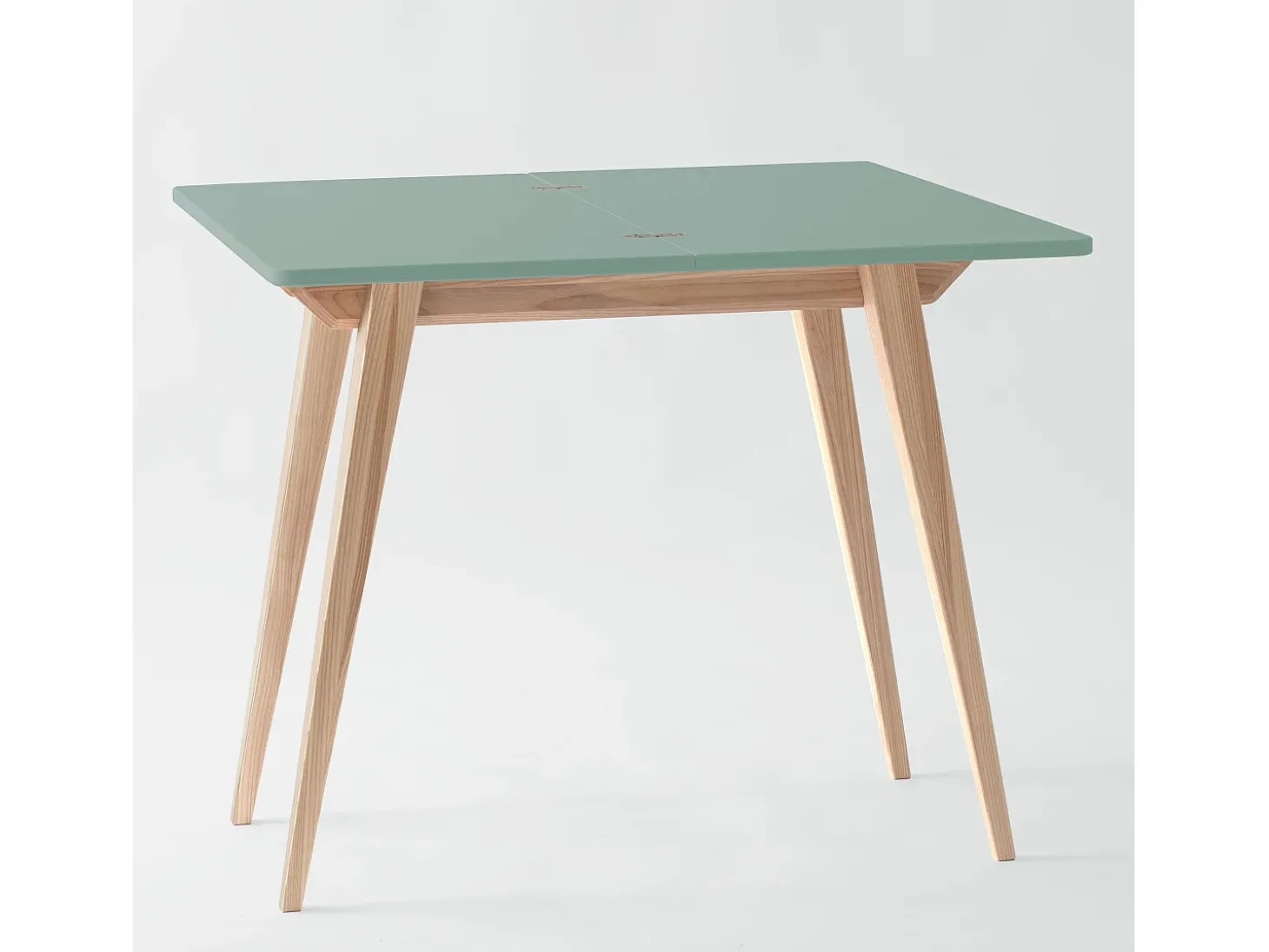 Mesa de consola pequena extensível 45x90cm Envelope Verde Sálvia | Pés em madeira de freixo