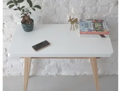 Mesa de consola pequena extensível 45x90cm Envelope Verde Sálvia | Pés carvalho