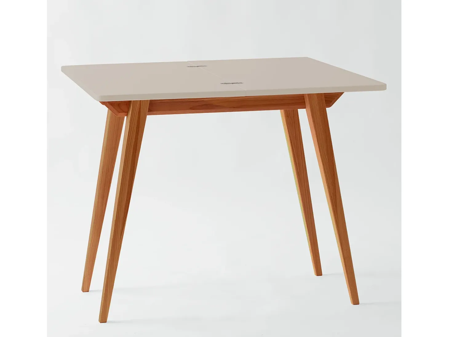Mesa de consola pequena extensível 45x90cm Envelope Castanho Bege | Pés carvalho
