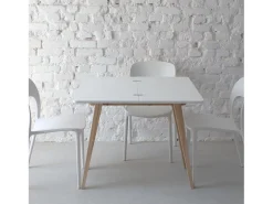 Mesa de consola pequena extensível 45x90cm Envelope Castanho Bege | Pés carvalho