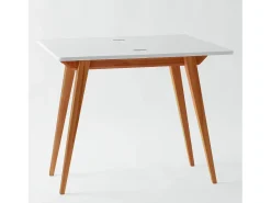 Mesa de consola pequena extensível 45x90cm Envelope Branca | Pés carvalho