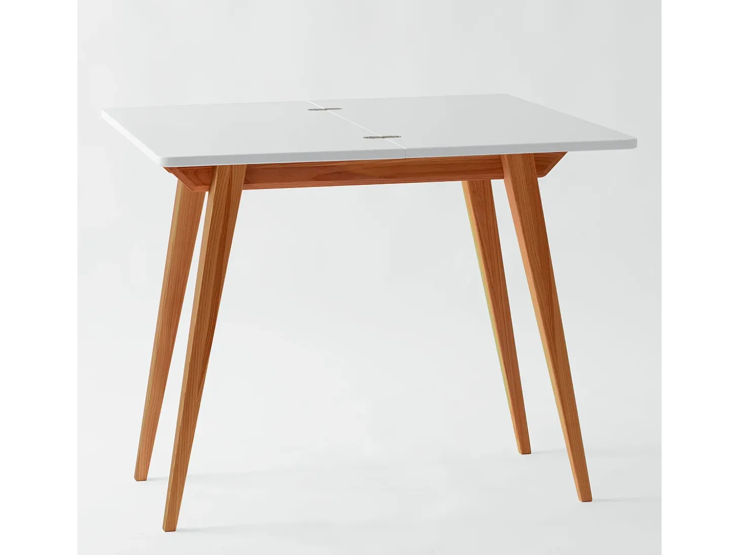 Mesa de consola pequena extensível 45x90cm Envelope Branca | Pés carvalho