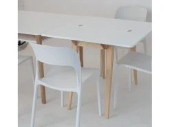 Mesa de consola pequena extensível 45x90cm Envelope Branco Giz | Pés em madeira de freixo