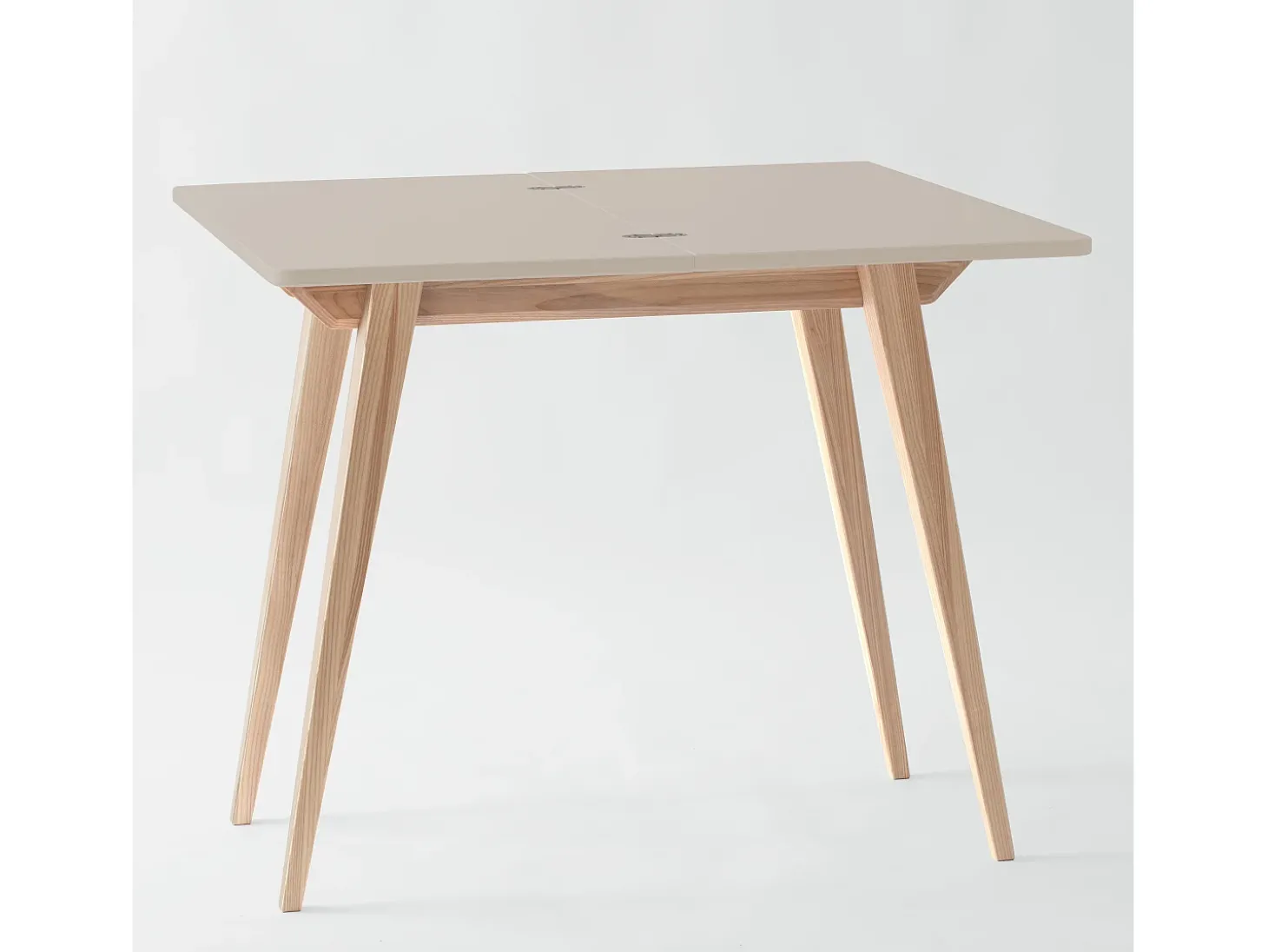 Mesa de consola pequena extensível 45x90cm Envelope Castanho Bege | Pés em madeira de freixo