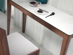 Mesa de consola retangular em mármore de porcelana e nogueira 3082 ANGEL CERDA