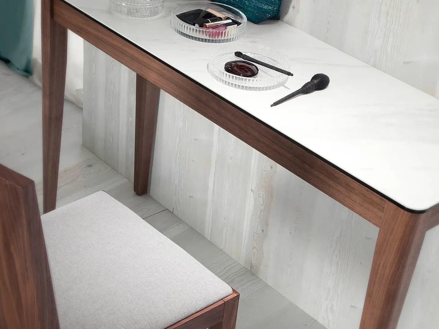 Mesa de consola retangular em mármore de porcelana e nogueira 3082 ANGEL CERDA