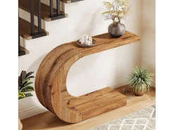 Mesa de Consola Rural para Entrada, Mesa de Sofá Rustica em Forma de C Única Atrás do Sofá