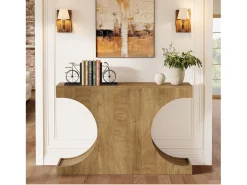 Mesa de Consola Rustica, Mesa de Sofá Rustica de 105cm com Pernas em Forma de C