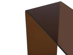 Mesa de consola vintage curva em vidro temperado - Castanho - ALONZO