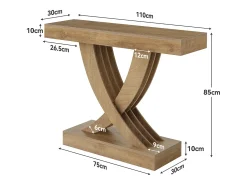 Mesa de Console 110 cm, Mesa de Entrada em Marrom Rústico com Quadro em X, Mesa de Corredor Estreito em MDF