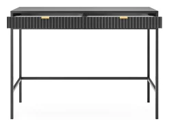 Mesa de console com 2 gavetas e pés de metal preto 104x78 cm