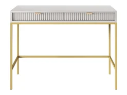 Mesa de console com 2 gavetas e pés de metal dourado 104x78 cm