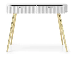 Mesa de console com 2 gavetas e pés dourados foscos 103x80 cm