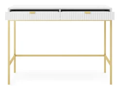 Mesa de console com 2 gavetas e pés de metal dourado 104x78 cm
