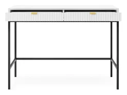 Mesa de console com 2 gavetas e pés de metal preto 104x78 cm