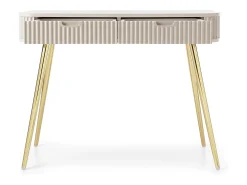 Mesa de console com 2 gavetas e pés dourados foscos 103x80 cm