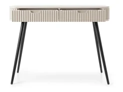 Mesa de console com 2 gavetas e pés pretos foscos, 103x80 cm