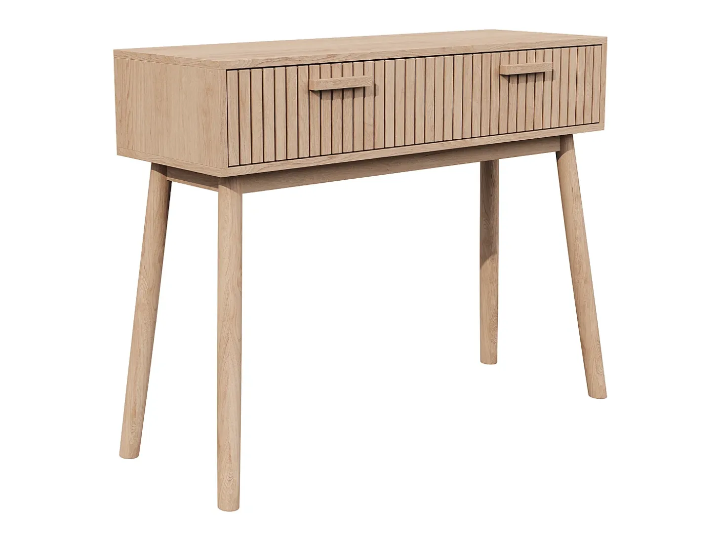 Mesa de console com 2 gavetas com efeito de madeira e tiras