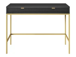 Mesa de console com 2 gavetas e pés de metal dourado 104x78 cm