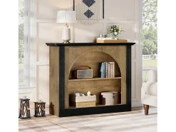 Mesa de Console de 3 Camadas, Mesa de Entrada de 110cm com Armazenamento para Foyer, Corredor