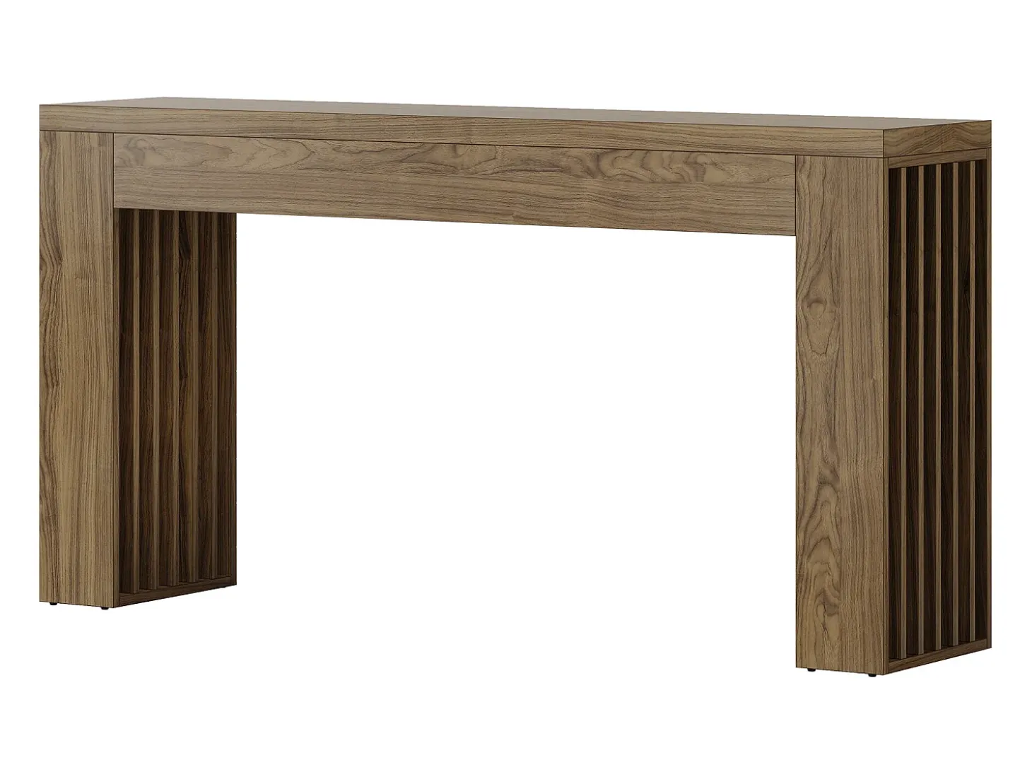 Mesa de console de 150 cm para sala de estar, mesa para entrada em estilo casa de campo com pernas em listras verticais