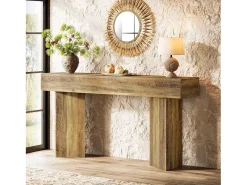Mesa de console de 160 cm para entrada MDF Rustic Brown de fazenda