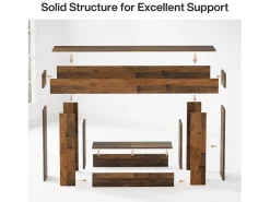 Mesa de Console de 160cm, Mesa de Entrada Rural de 2 Camadas com Base em Forma de U