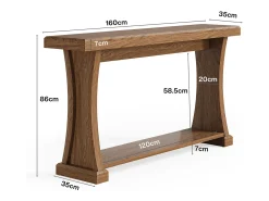 Mesa de Console de 160cm para Entrada, Mesa de Entrada de 2 Andares Atrás do Sofá