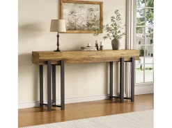 Mesa de Console de 160cm para Entrada, Mesa Industrial Atrás do Sofá