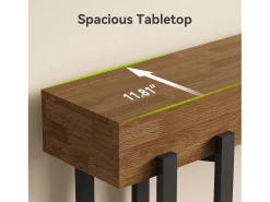 Mesa de Console de 160cm para Entrada, Mesa Rustica para Atrás do Sofá, Mesa Minimalista para Sala de Estar