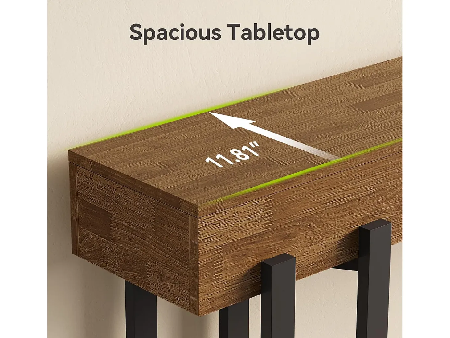 Mesa de Console de 160cm para Entrada, Mesa Rustica para Atrás do Sofá, Mesa Minimalista para Sala de Estar