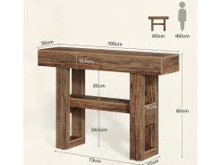 Mesa de console de quinta com 105 cm, mesa estreita para sofá de dois andares para trás do sofá