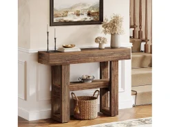 Mesa de console de quinta com 105 cm, mesa estreita para sofá de dois andares para trás do sofá