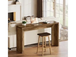 Mesa de console em estilo fazenda, mesa de 140 cm para sala com armazenamento para entrada.