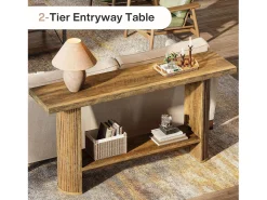 Mesa de console moderna de 140 cm, mesa para corredor estreito com armazenamento para a sala de estar