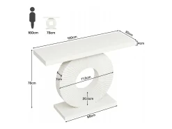 Mesa de Console, Móvel de Entrada com Base Circular em Forma, Mesa de Entrada de 100 cm para entrada do Sala, Corredor, 100 x 30 x 79 cm, Branco