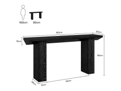 Mesa de Console para Entrada, Mesa de Sofá Longa e Fina Preta de 160cm