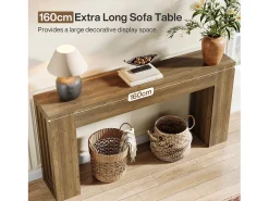 Mesa de console retangular com 160 cm de comprimento, mesa de entrada retangular atrás do sofá