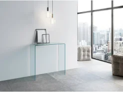 Mesa de console Smalle em vidro curvado 100x40x80 cm