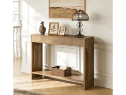 Mesa de Console Tribesigns para Atrás do Sofá 105cm, Mesa Pequena Rustica de 2 Andares com Prateleiras de Armazenamento