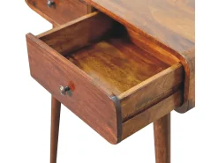 Mesa de corredor curvada em castanho Artisan Furniture, 2 gavetas, castanho