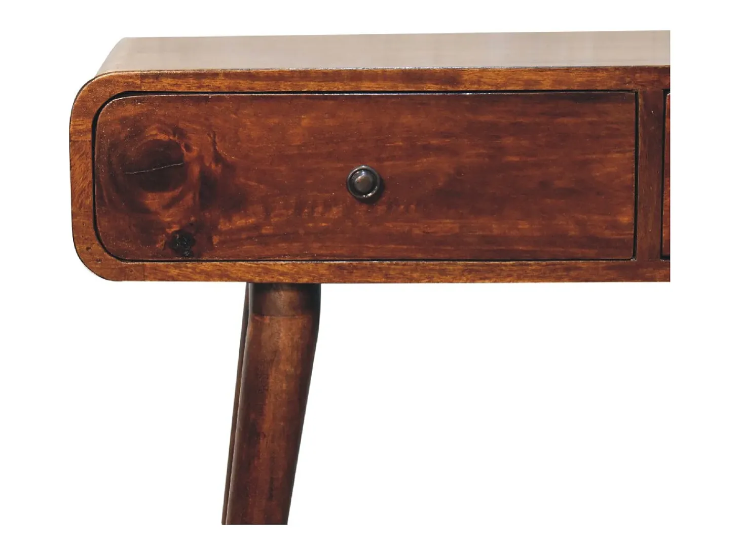 Mesa de corredor curvada em castanho Artisan Furniture, 2 gavetas, castanho