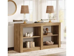 Mesa de Entrada de 150cm com Prateleira de 2 Níveis, Design de Silhueta Retangular, Mesa de Console de Sofá