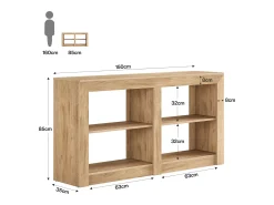 Mesa de Entrada de 150cm com Prateleira de 2 Níveis, Design de Silhueta Retangular, Mesa de Console de Sofá